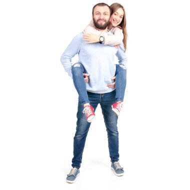 Güzel genç adam ve kadın hassasiyet sarılmak