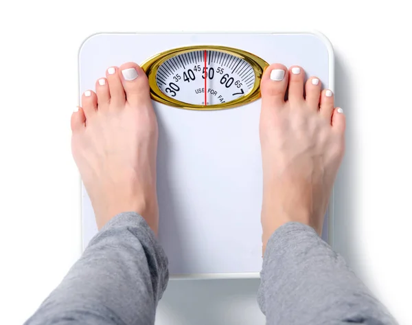 Female feet weighing scale — Stock Photo, Image