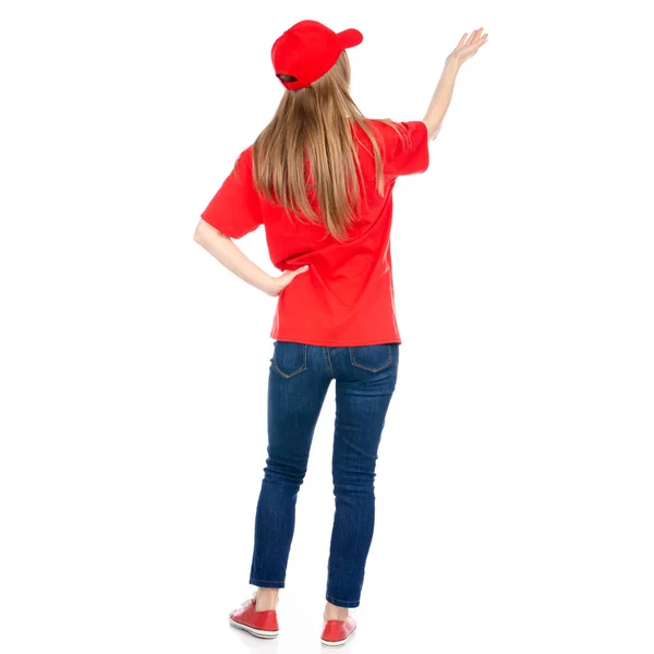 Dostawy Kobieta w mundurze czerwony — Zdjęcie stockowe