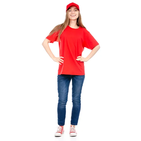 Zustellerin in roter Uniform — Stockfoto