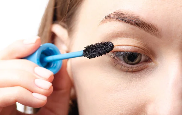 Female Eye Natural Brush Mascara Beauty Macro — Stock Photo, Image