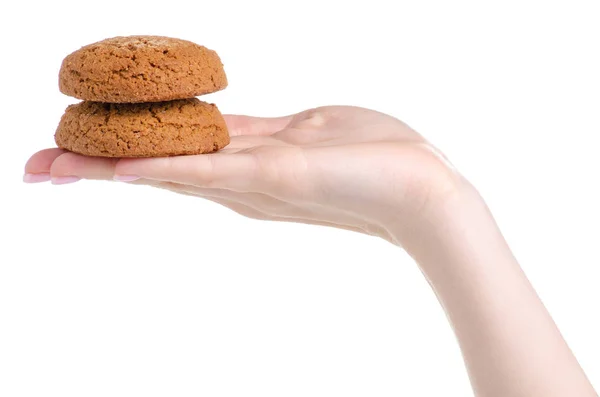 Овсяное печенье в руке — стоковое фото