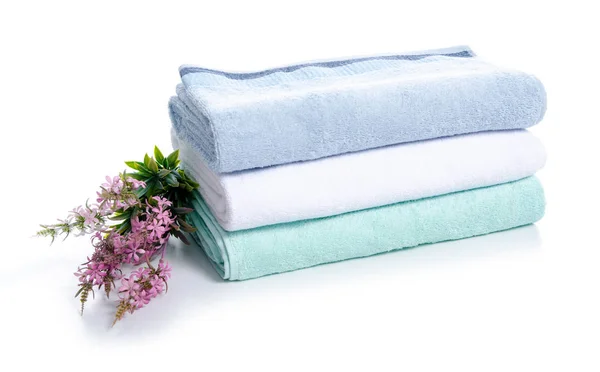 Stack towels flowers soft — Stock Photo, Image