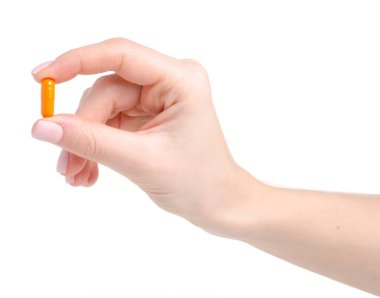 Hap kapsül turuncu el Tıp Sağlık beyaz zemin yalıtımı hakkında