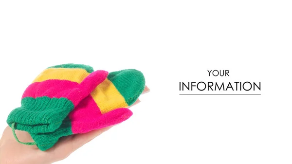 Rękawiczki dla dzieci kolor w ręku wzór — Zdjęcie stockowe