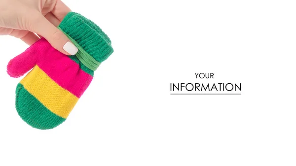 Rękawiczki dla dzieci kolor w ręku wzór — Zdjęcie stockowe