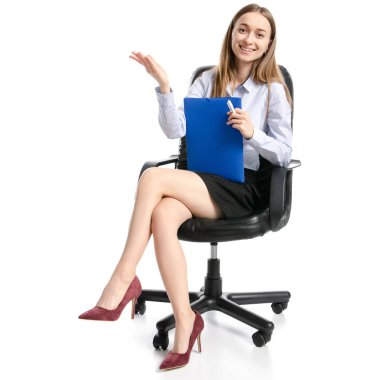 Klasör oturma gülümseyen iş kadın Yöneticisi