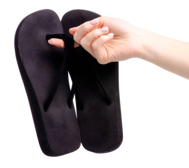 Elinde lastik siyah flip flop