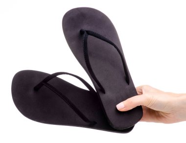 Elinde lastik siyah flip flop