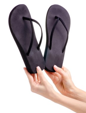 Elinde lastik siyah flip flop