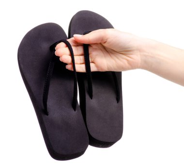 Elinde lastik siyah flip flop