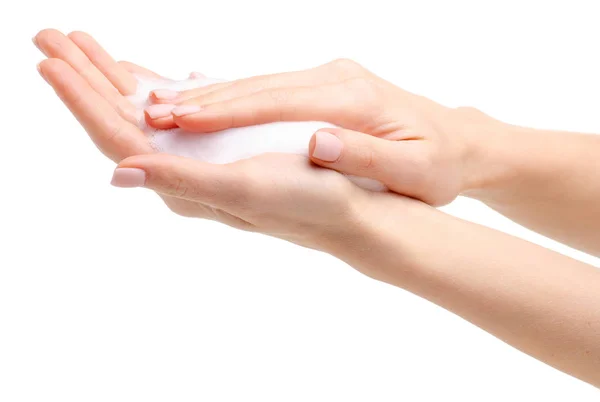 Мильні руки в пінопласті здоров'я краси — стокове фото