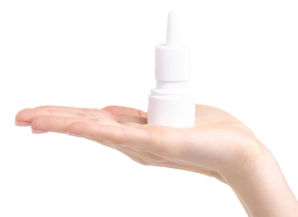 Aerosol nasal en medicina de la salud de las manos — Foto de Stock