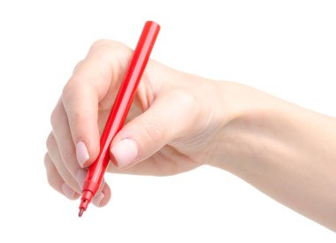 Kırmızı beyaz arka plan yalıtım yandan işaretleyicisinde