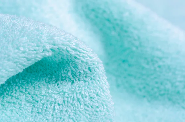 Verde toalla azul macro tela material suave baño — Foto de Stock