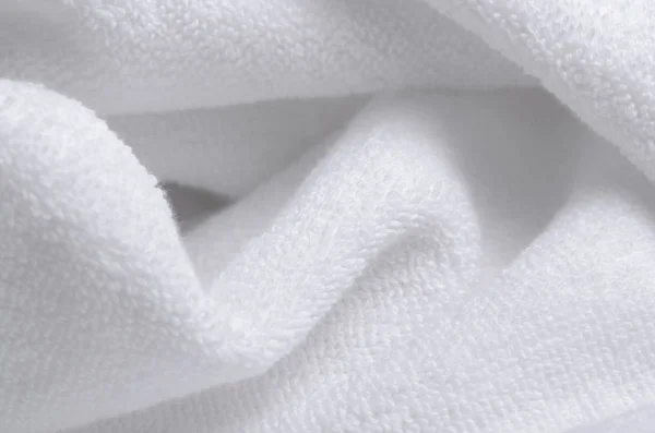 Toalla blanca macro tela material baño suave —  Fotos de Stock