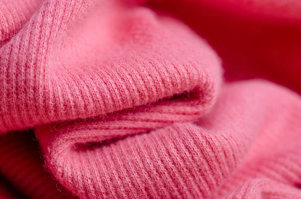 패브릭 따뜻한 분홍색 스웨터 매크로 — 스톡 사진