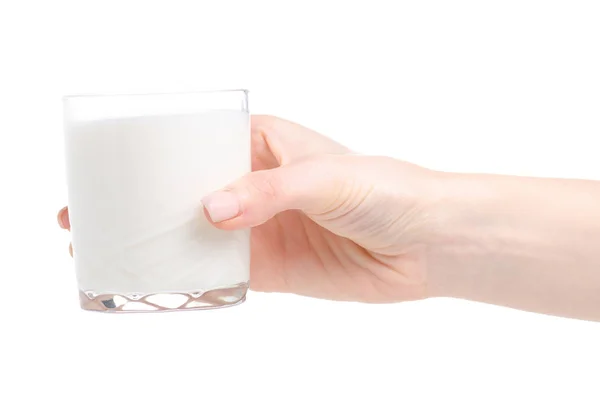 Ein Glas Milch in der Hand — Stockfoto