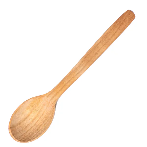 Wooden Spoon Utensil White Background Isolation Top View — Stock Photo, Image