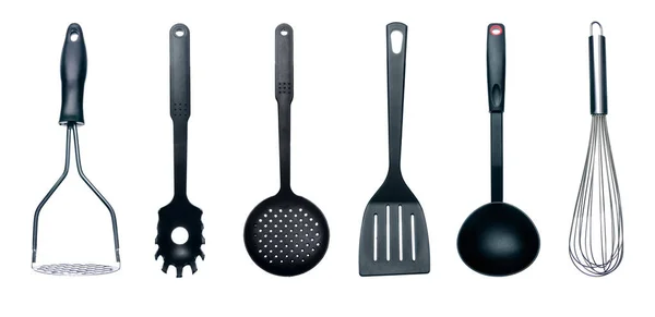 Utensílios de cozinha preto equipamentos — Fotografia de Stock