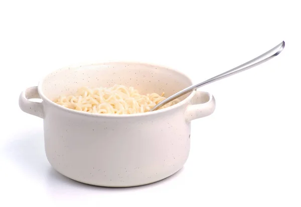 Fideos en un tenedor de plato — Foto de Stock