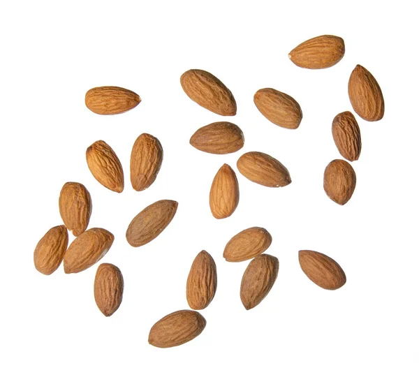 Kacang almond pada latar belakang putih — Stok Foto