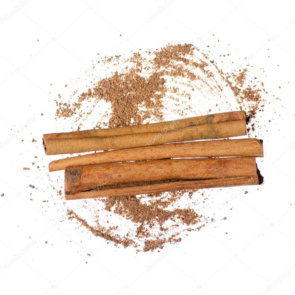 Cinnamon Sticks spice food on white backgrouns isolation