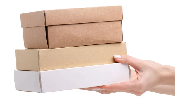 Caixas de entrega de negócios na mão — Fotografia de Stock