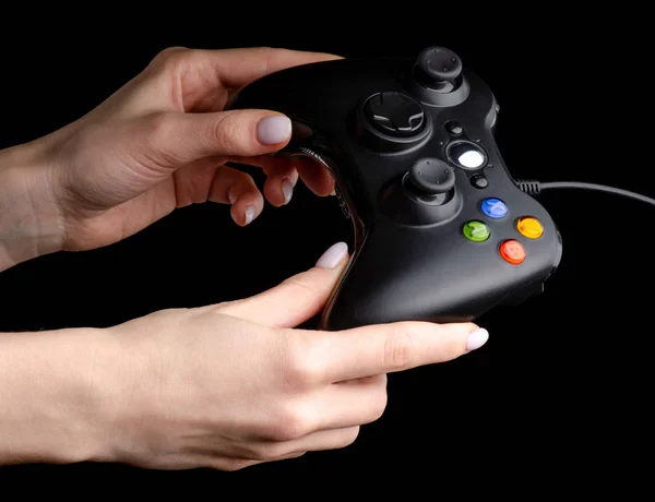 Tecnologia joystick Gamepad em mãos — Fotografia de Stock