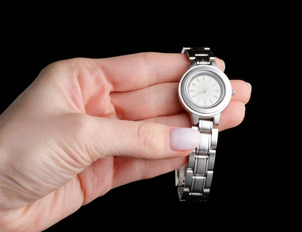 Orologio meccanico da polso femminile in argento — Foto Stock