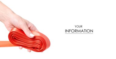 Turuncu kırmızı bant el desen beyaz arka plan yalıtım