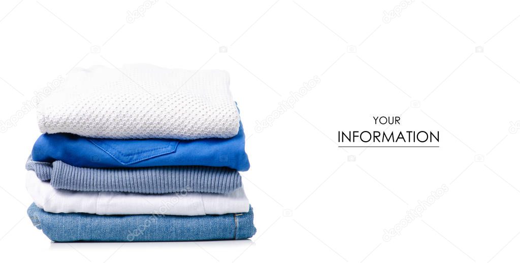 Stack of clothing jeans sweaters pattern