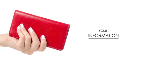 Червоний жіночий гаманець в руці візерунок — стокове фото