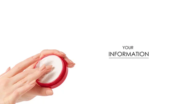 Arc testápoló krém egy piros jar szépség egészségügyi ellátás a kezében minta — Stock Fotó