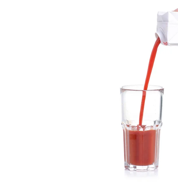 Стакан томатного сока для картонной упаковки сока — стоковое фото