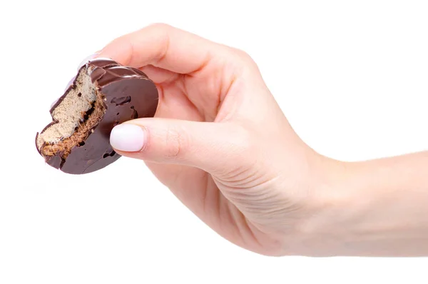 手にスフレとチョコレート — ストック写真