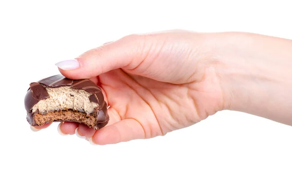 手にスフレとチョコレート — ストック写真