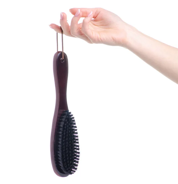 Shoe brush in hand — Stock Photo, Image