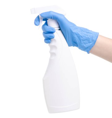 Beyaz eldiven el Temizleme sarı bez ile sprey Temizleme