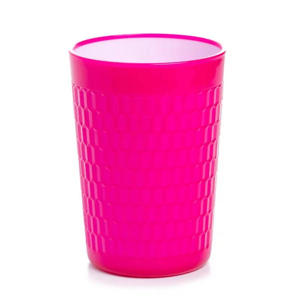 Tazza di plastica rosa — Foto Stock