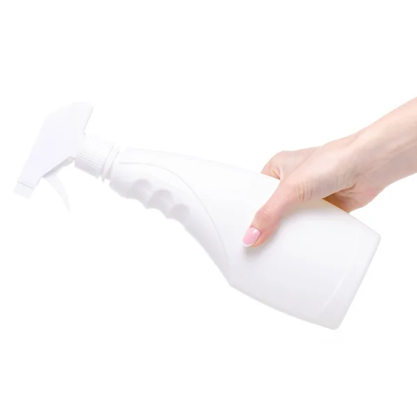 Temizleme spreyi el beyaz — Stok fotoğraf
