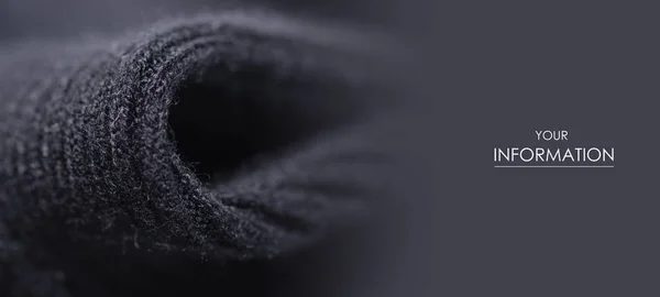 Maglione nero tessuto tessuto texture macro modello — Foto Stock