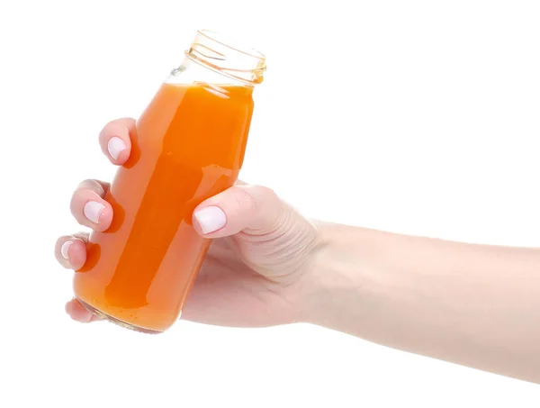 Children carrot juice in hand — Stock Photo, Image