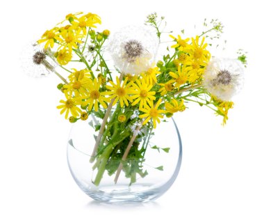 Cam vazoda bahar çiçekleri ile