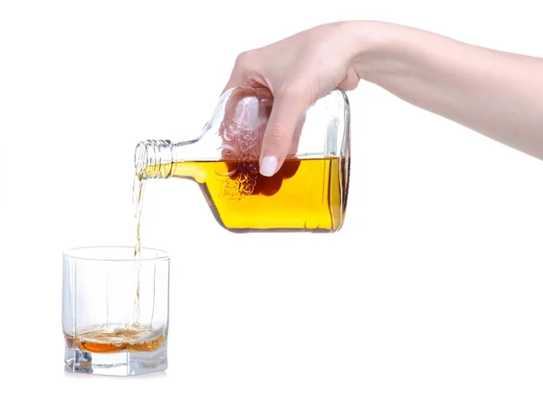 Glass with cognac and bottle cognac — Stock Photo, Image