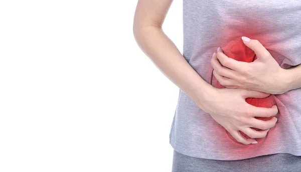 Woman abdominal pain — Stock Photo, Image