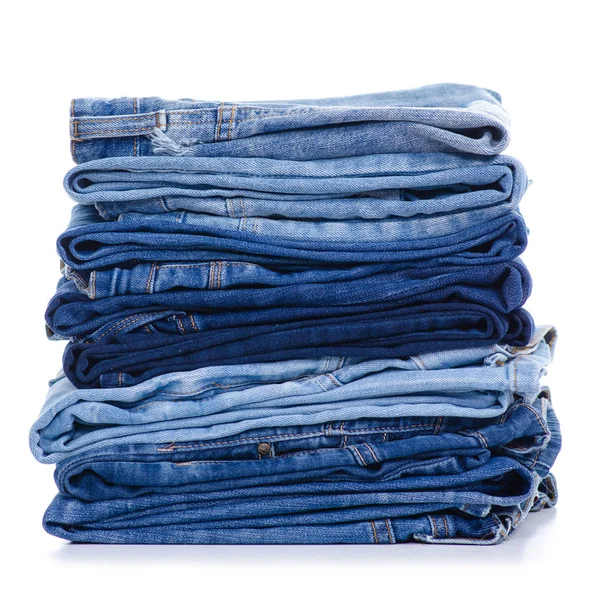 Stapelblaue Jeans — Stockfoto