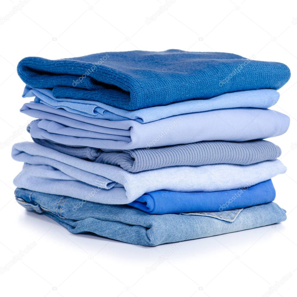 Stack blue clothes and jeans