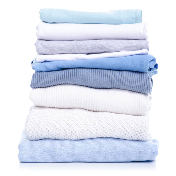 Stack blue white clothing sweater t-shirt