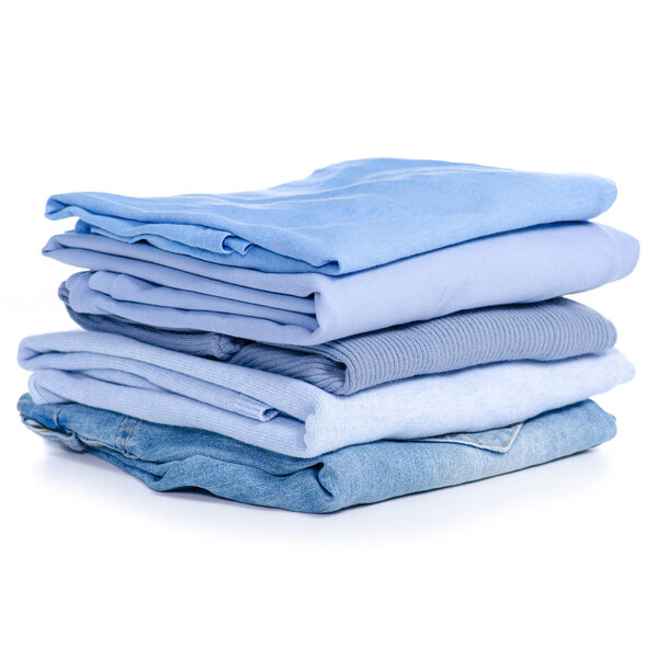 Stack blue clothes and jeans